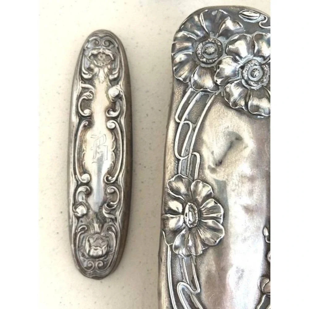 Victorian Repose  Sterling Silver‎  Large Vanity Set Brushes Jars Mirrors & More